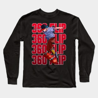 360 Flip Skater Skateboarding Tre Flip Long Sleeve T-Shirt